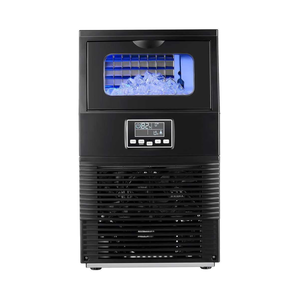 Commercial Ice Maker Machine, 80 lbs/24h with 12Lbs Storage, 32 Cubes per Cycle, Stainless Steel Freestanding & Countertop Ice Maker with LED Display & Self-Cleaning, for Home Bar Restaurant