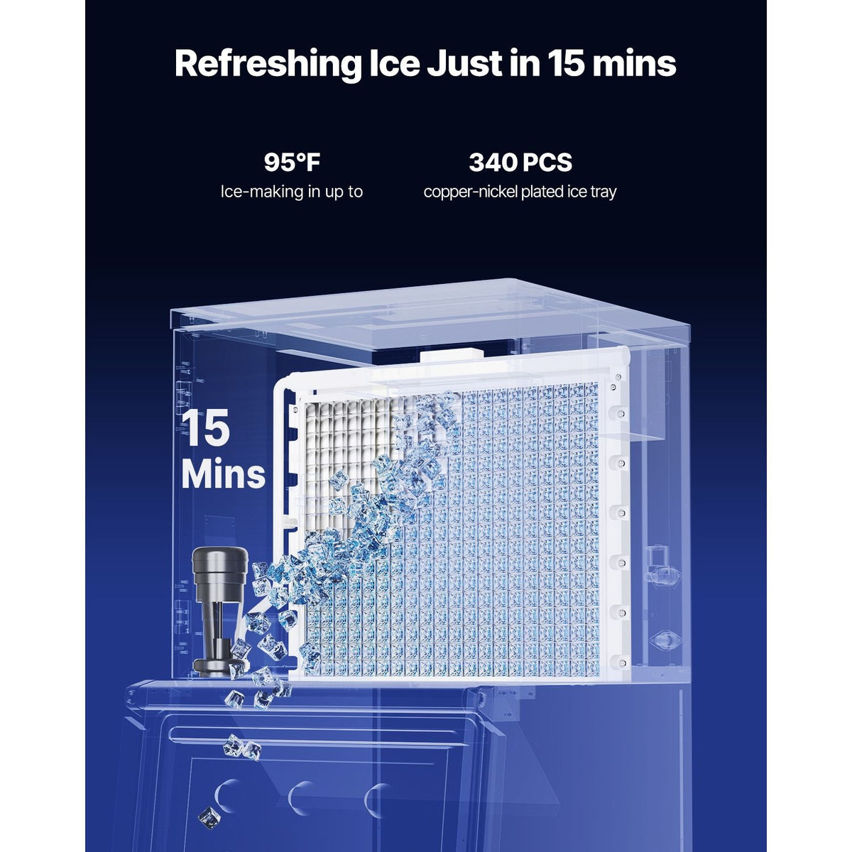 Commercial Ice Maker Machine 800 lbs/24 h, 26 Inch Stainless Steel Industrial Ice Machine, Self-Cleaning and Scheduled Ice Making, Modular Ice Cube Machine for Restaurant Hotel - Head Only