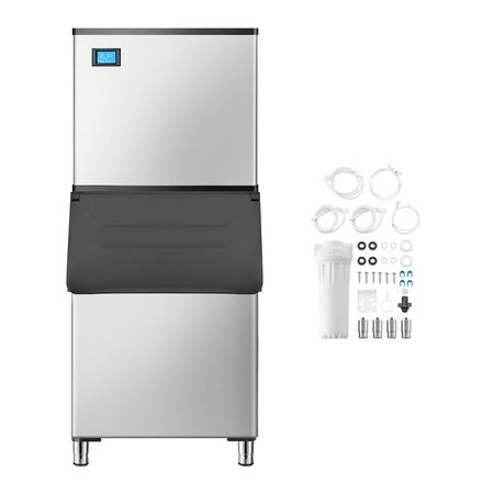 Commercial Ice Maker Machine, 800LBS/24H Ice Making Machine with 500LBS Large Storage Bin, Auto Self-Cleaning Ice Maker Machine with Touchscreen for Bar Cafe Restaurant Business Commercial