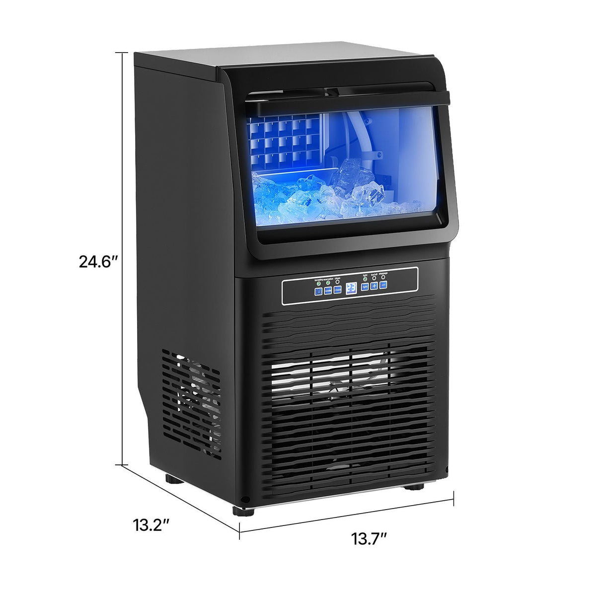 Commercial Ice Maker Machine, 80lbs/24H Ice Maker Machine with 12lbs Storage Capacity, 36 Ice Cubes in 15 Minutes, LED Digital Display Freestanding Self-Cleaning for Bar Office Restaurant