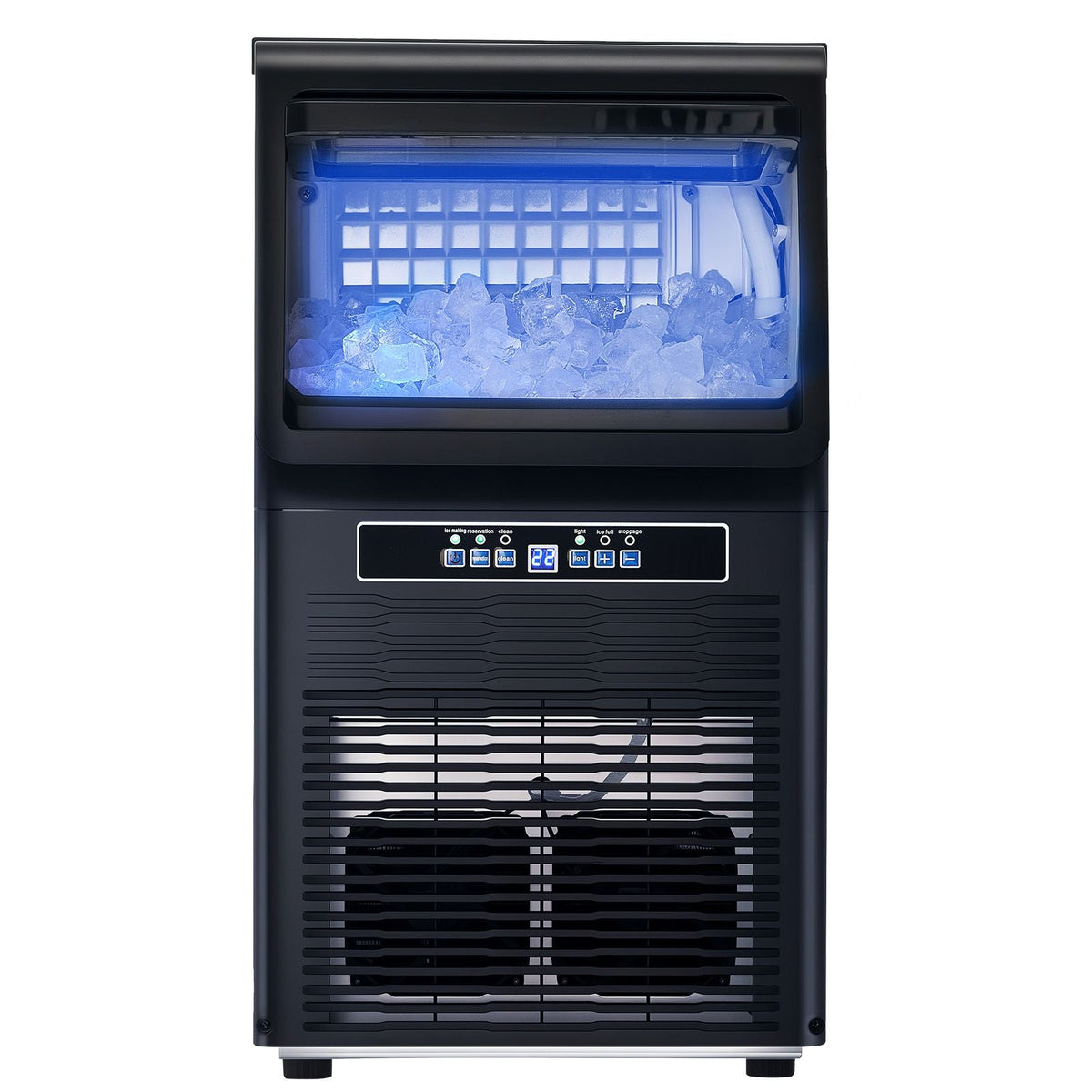 Commercial Ice Maker Machine, 80lbs/24H Ice Maker Machine with 12lbs Storage Capacity, 36 Ice Cubes in 15 Minutes, LED Digital Display Freestanding Self-Cleaning for Bar Office Restaurant