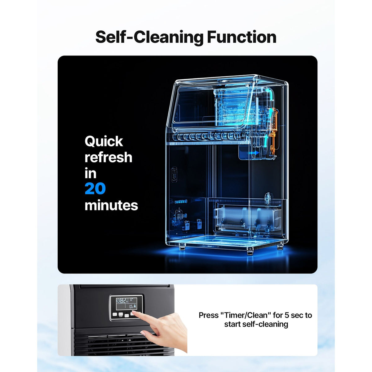 Commercial Ice Maker Machine, 90 lbs/24h with 12Lbs Storage, 32 Cubes per Cycle, Stainless Steel Freestanding & Countertop Ice Maker with LED Display & Self-Cleaning, for Home Bar Restaurant