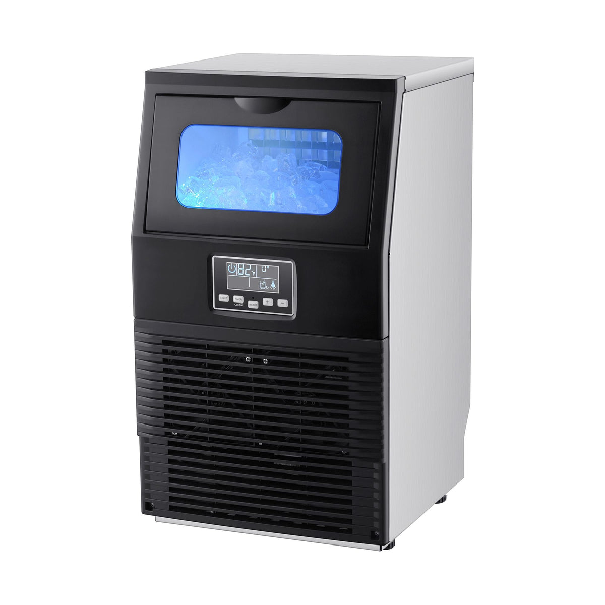 Commercial Ice Maker Machine, 90 lbs/24h with 12Lbs Storage, 32 Cubes per Cycle, Stainless Steel Freestanding & Countertop Ice Maker with LED Display & Self-Cleaning, for Home Bar Restaurant