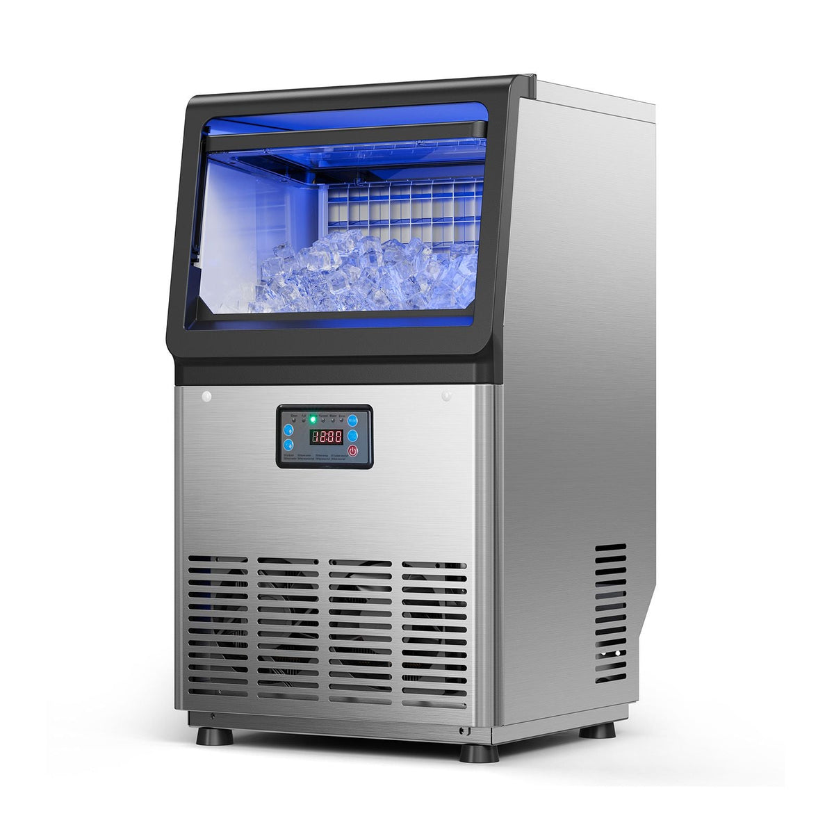 Commercial Ice Maker Machine, 90 lbs/24h with 13 lbs Storage Capacity, Countertop/Freestanding/Under Counter, Stainless Steel Ice Maker with LED Display & Self-Cleaning, for Home Bar Restaurant