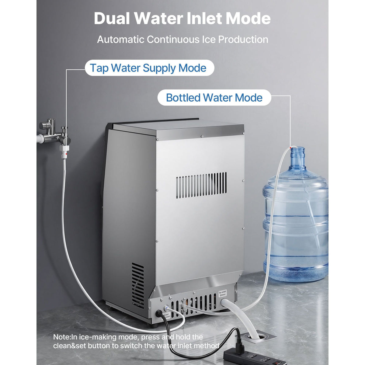 Commercial Ice Maker Machine, 90 lbs/24h with 13 lbs Storage Capacity, Countertop/Freestanding/Under Counter, Stainless Steel Ice Maker with LED Display & Self-Cleaning, for Home Bar Restaurant