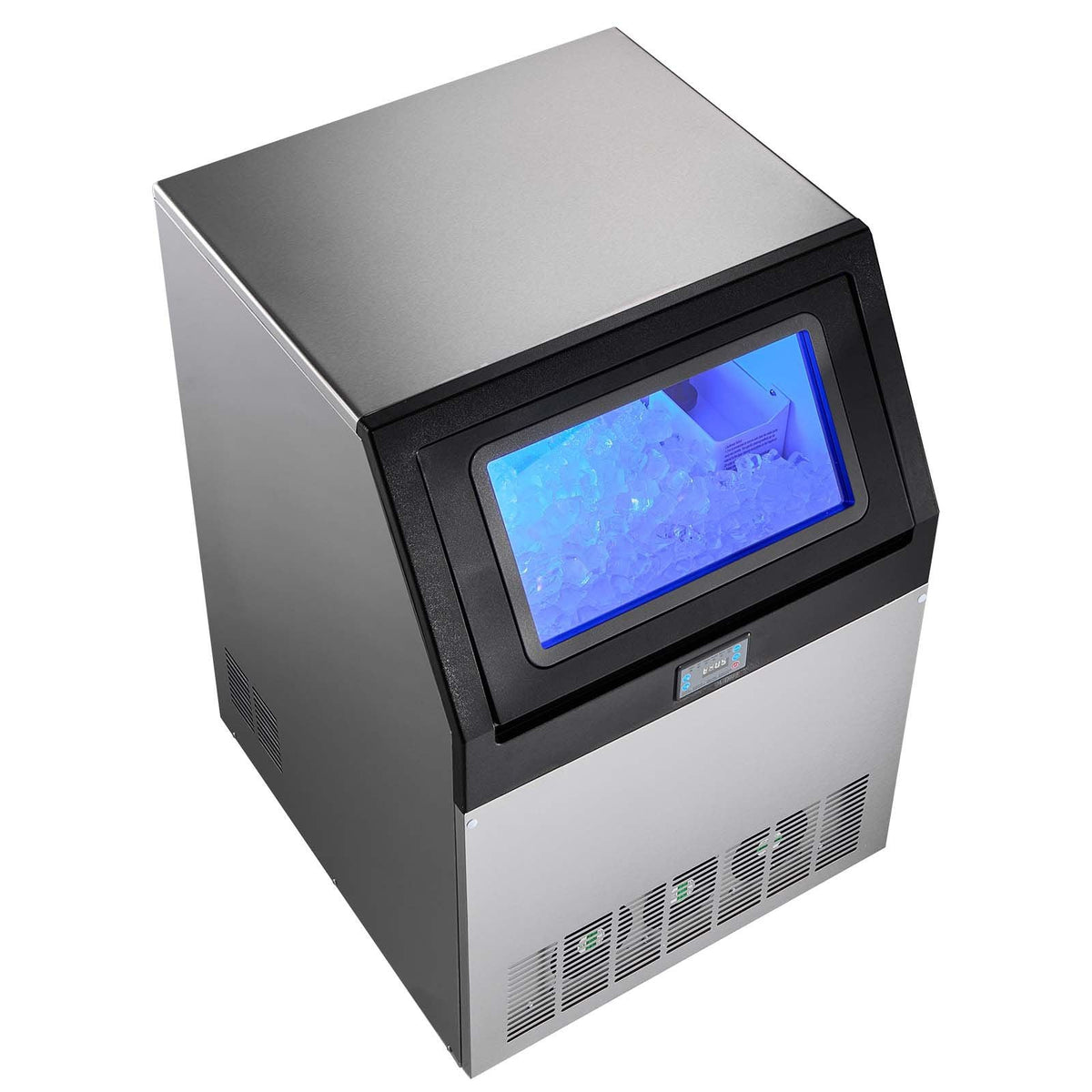 Commercial Ice Maker Machine with Pump, 360 lbs/24h with 85 lbs Storage Capacity, Built-in/Freestanding/Under Counter, Stainless Steel Ice Maker with LED Display & Self-Cleaning, for Home Bar