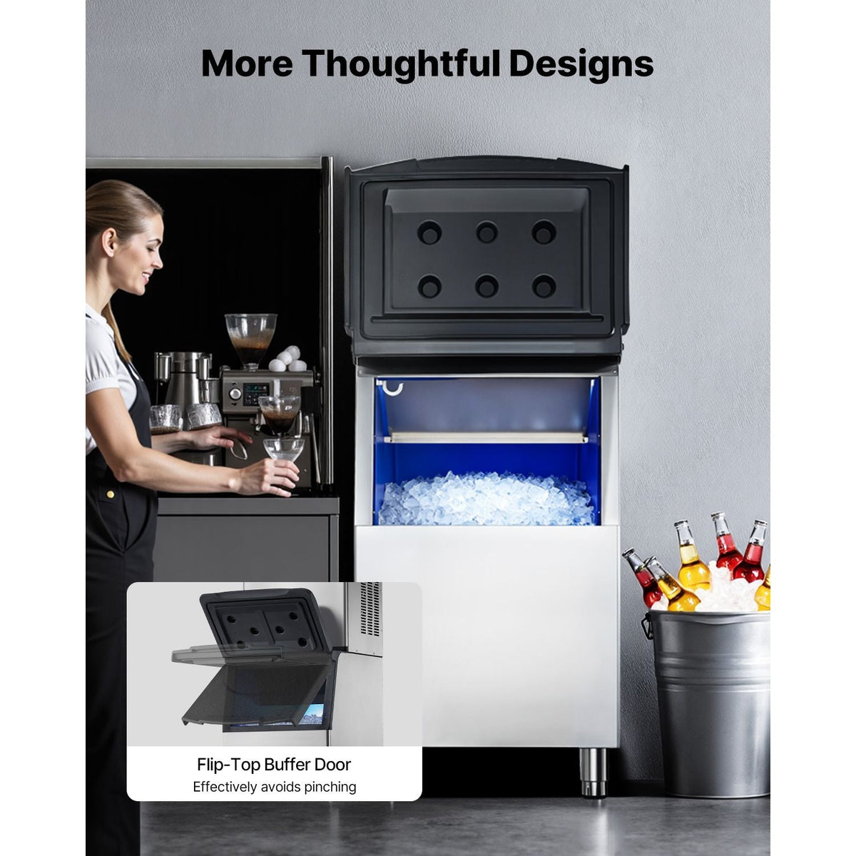 Commercial Ice Maker Storage Bin, 250 LBS Capacity Ice-Bin, Stainless Steel Commercial Ice Storage Bin with Adjustable Anti-slip Rubber Feet, Suitable for Restaurant Hotel and Beverage Shops