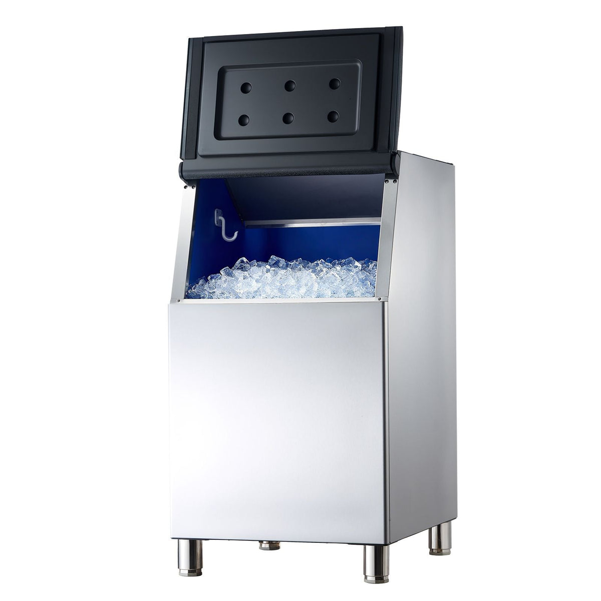 Commercial Ice Maker Storage Bin, 250 LBS Capacity Ice-Bin, Stainless Steel Commercial Ice Storage Bin with Adjustable Anti-slip Rubber Feet, Suitable for Restaurant Hotel and Beverage Shops