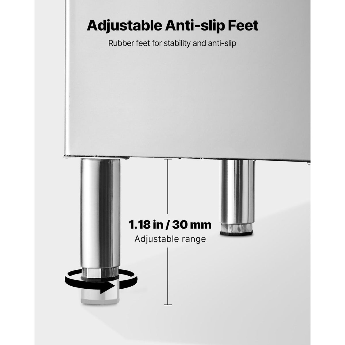 Commercial Ice Maker Storage Bin, 300 LBS Capacity Ice-Bin, Stainless Steel Commercial Ice Storage Bin with Adjustable Anti-slip Rubber Feet, Suitable for Restaurant Hotel and Beverage Shops