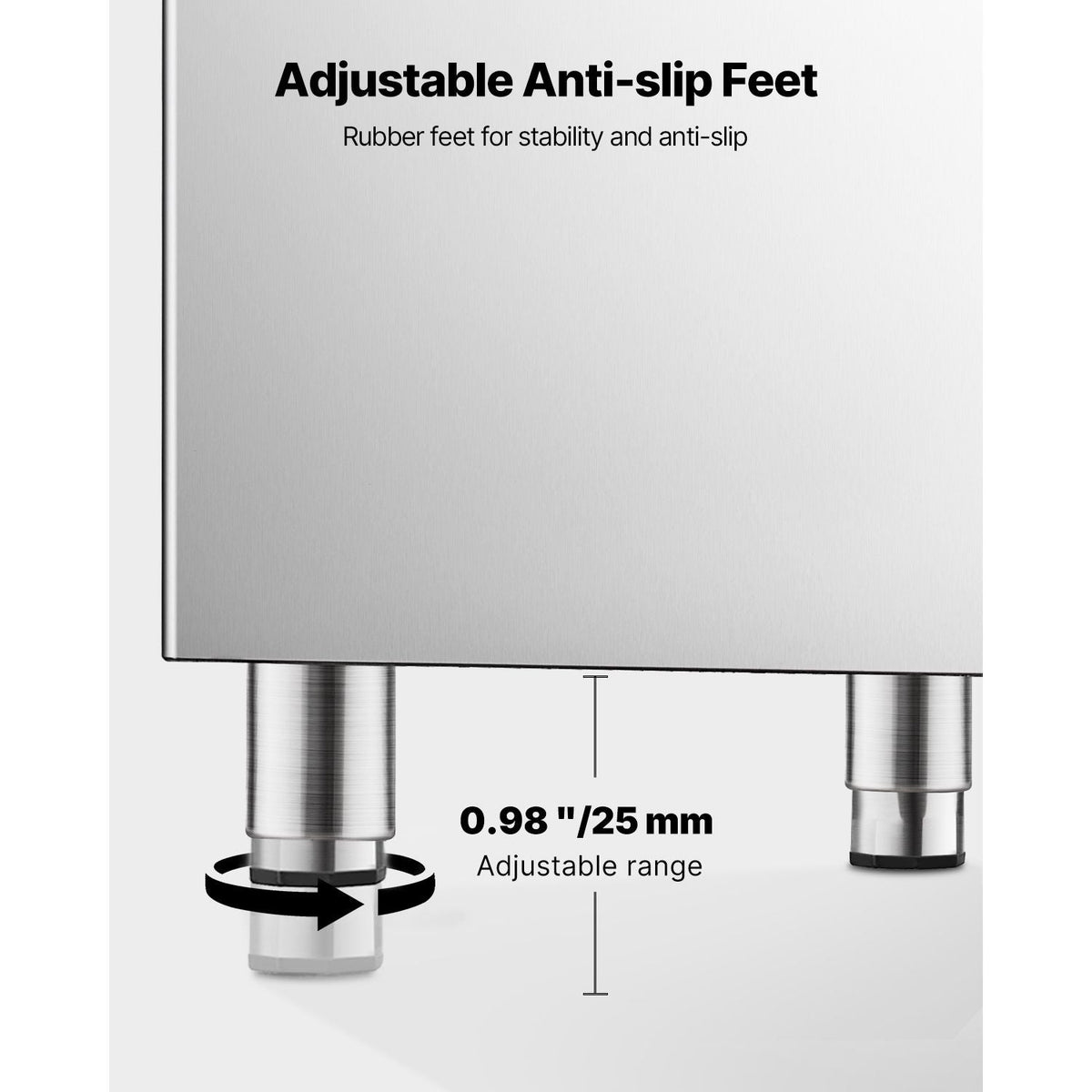 Commercial Ice Maker Storage Bin, 300 LBS Capacity Stainless Steel Ice-Bin, Commercial Ice Storage Bin with Adjustable Anti-slip Rubber Feet, Suitable for Restaurant, Hotel and Beverage Shops