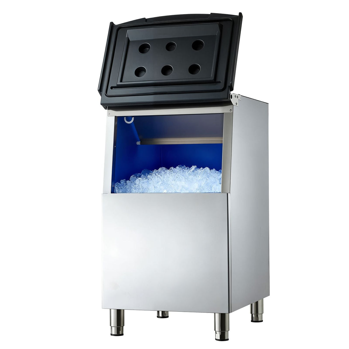 Commercial Ice Maker Storage Bin, 300 LBS Capacity Stainless Steel Ice-Bin, Commercial Ice Storage Bin with Adjustable Anti-slip Rubber Feet, Suitable for Restaurant, Hotel and Beverage Shops