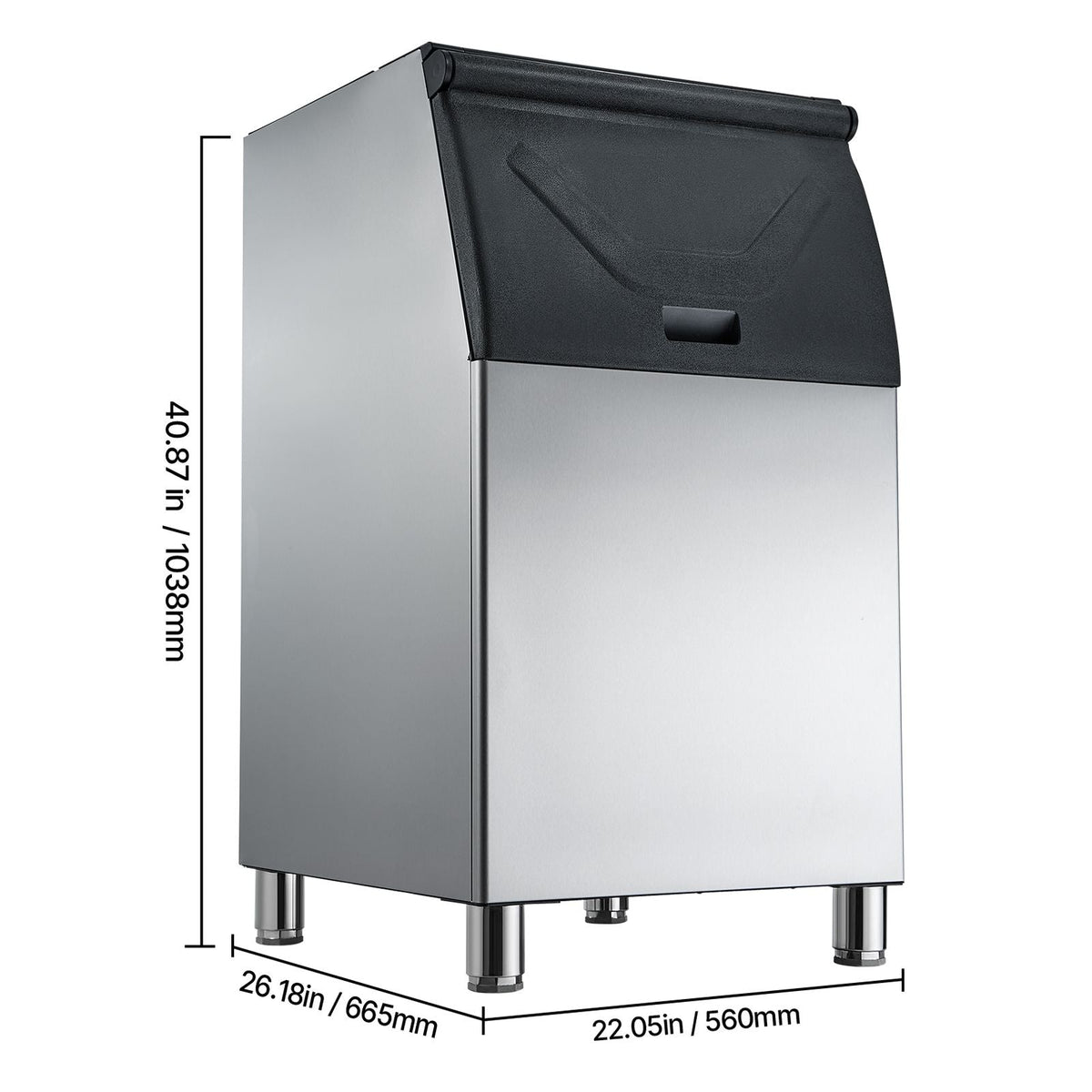 Commercial Ice Maker Storage Bin, 300 LBS Capacity Stainless Steel Ice-Bin, Commercial Ice Storage Bin with Adjustable Anti-slip Rubber Feet, Suitable for Restaurant, Hotel and Beverage Shops