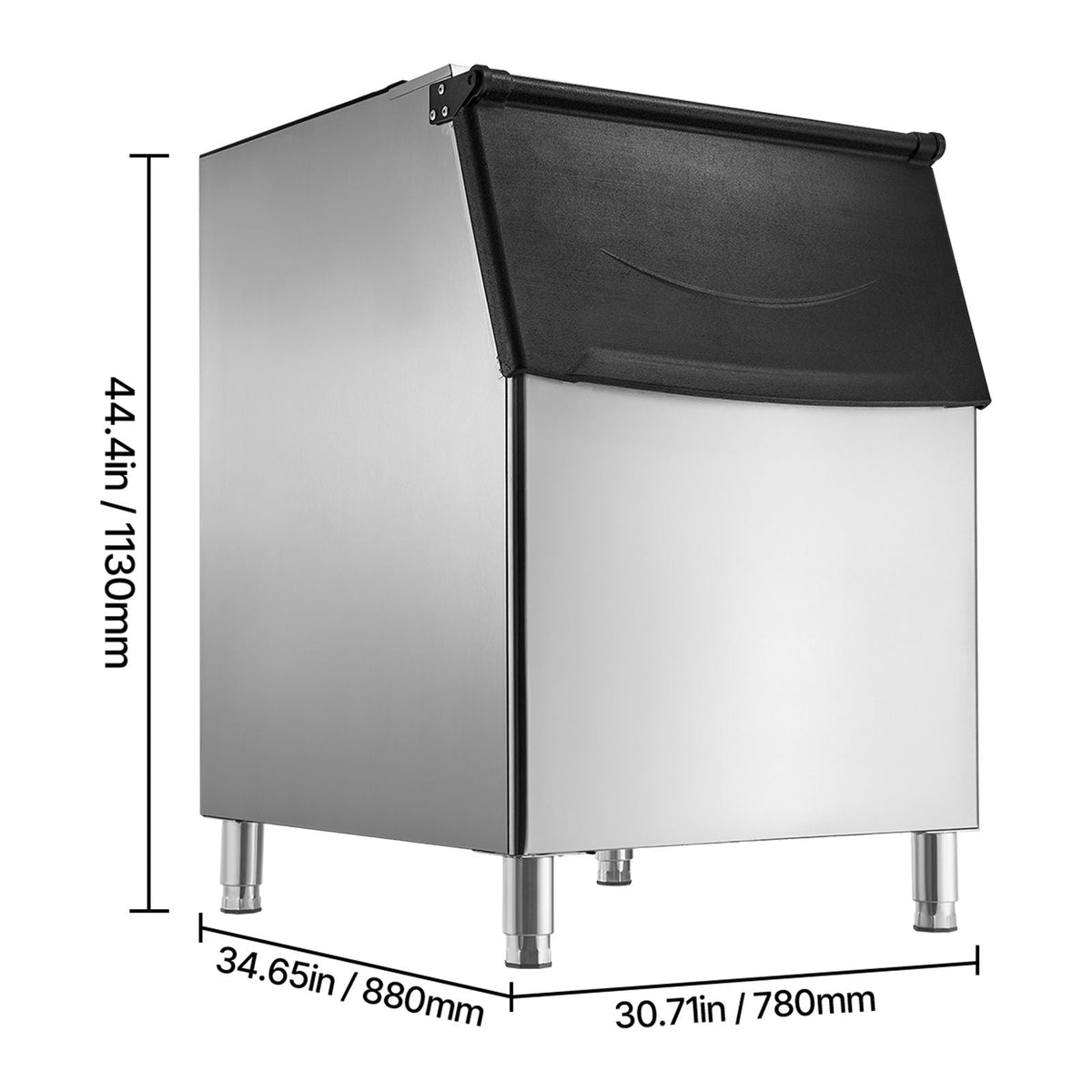 Commercial Ice Maker Storage Bin, 500 LBS Capacity Ice-Bin, Stainless Steel Commercial Ice Storage Bin with Adjustable Anti-slip Rubber Feet, Suitable for Restaurant Hotel and Beverage Shops