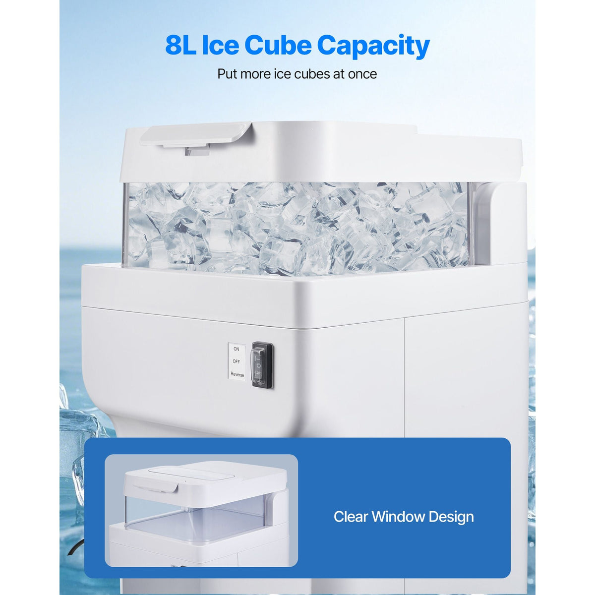 Commercial Ice Shaver Crusher, 220lbs Per Hour Electric Snow Cone Maker with 8L Ice Cube Box, 350W 1500RPM Tabletop Shaved Ice Machine for Parties Events Bar, Home and Commercial Use (White)