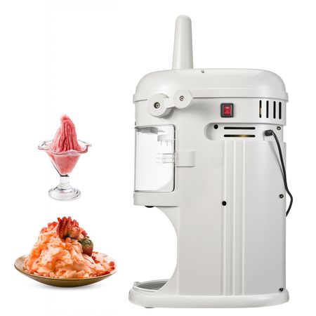 Commercial Ice Shaver Crusher, 220lbs/hr Electric Fluffy Ice & Snow Cone Machine, 250W 1500RPM Tabletop Fluffy Shaved-Ice Machine for Parties Events Snack Bar, Home and Commercial Use (White)