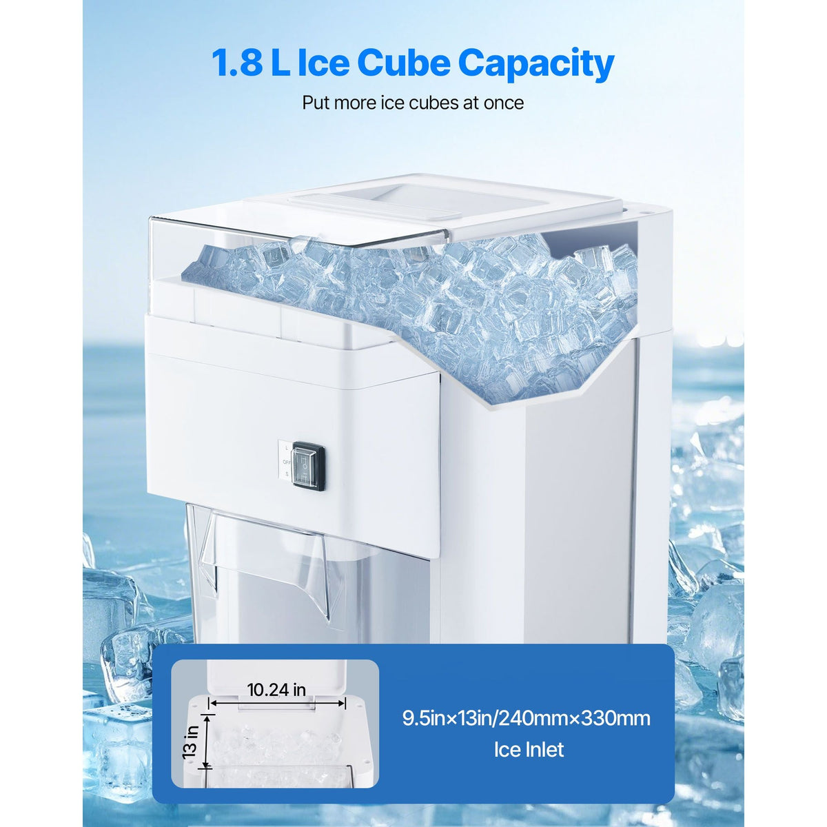 Commercial Ice Shaver Machine, 1.91QT /1.8L Large Electric Ice Cube Crusher Shaved Maker with 300W Premium Motor, Stainless Steel Blades, for Bar Mixing Seafood Preservation Home Party, White