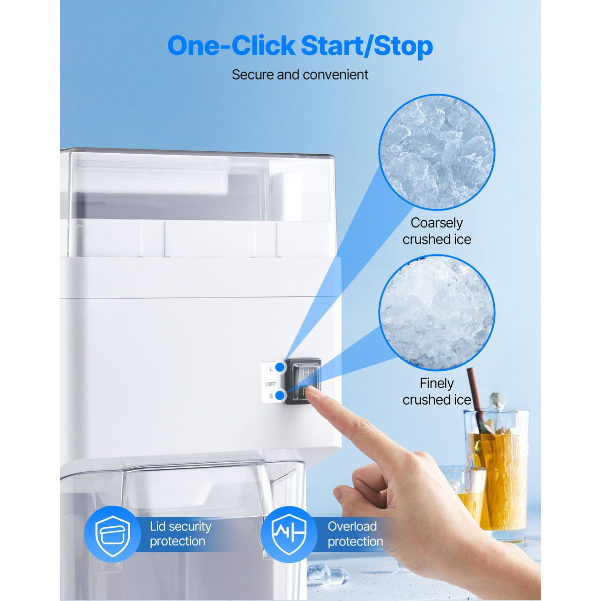 Commercial Ice Shaver Machine, 1.91QT /1.8L Large Electric Ice Cube Crusher Shaved Maker with 300W Premium Motor, Stainless Steel Blades, for Bar Mixing Seafood Preservation Home Party, White