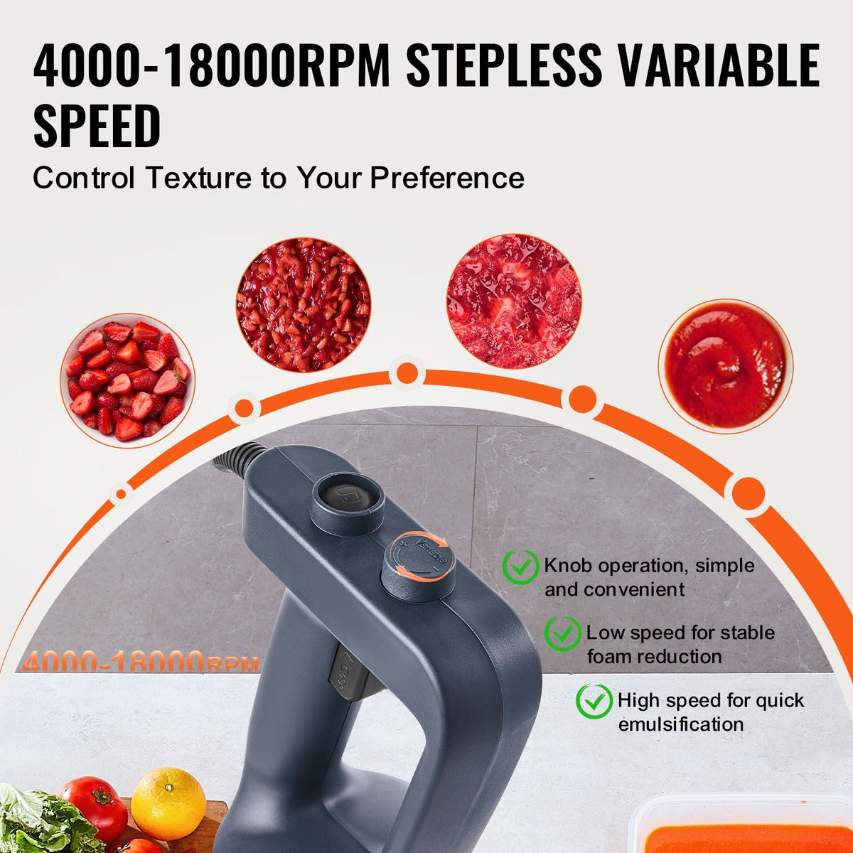Commercial Immersion Blender, 500W Heavy Duty Hand Mixer, 16 inch Stepless Variable Speed Mixer with Stainless Steel Blade, Multi-Purpose Portable Mixer for Soup, Sauces, Mashed Potatoes, Cream