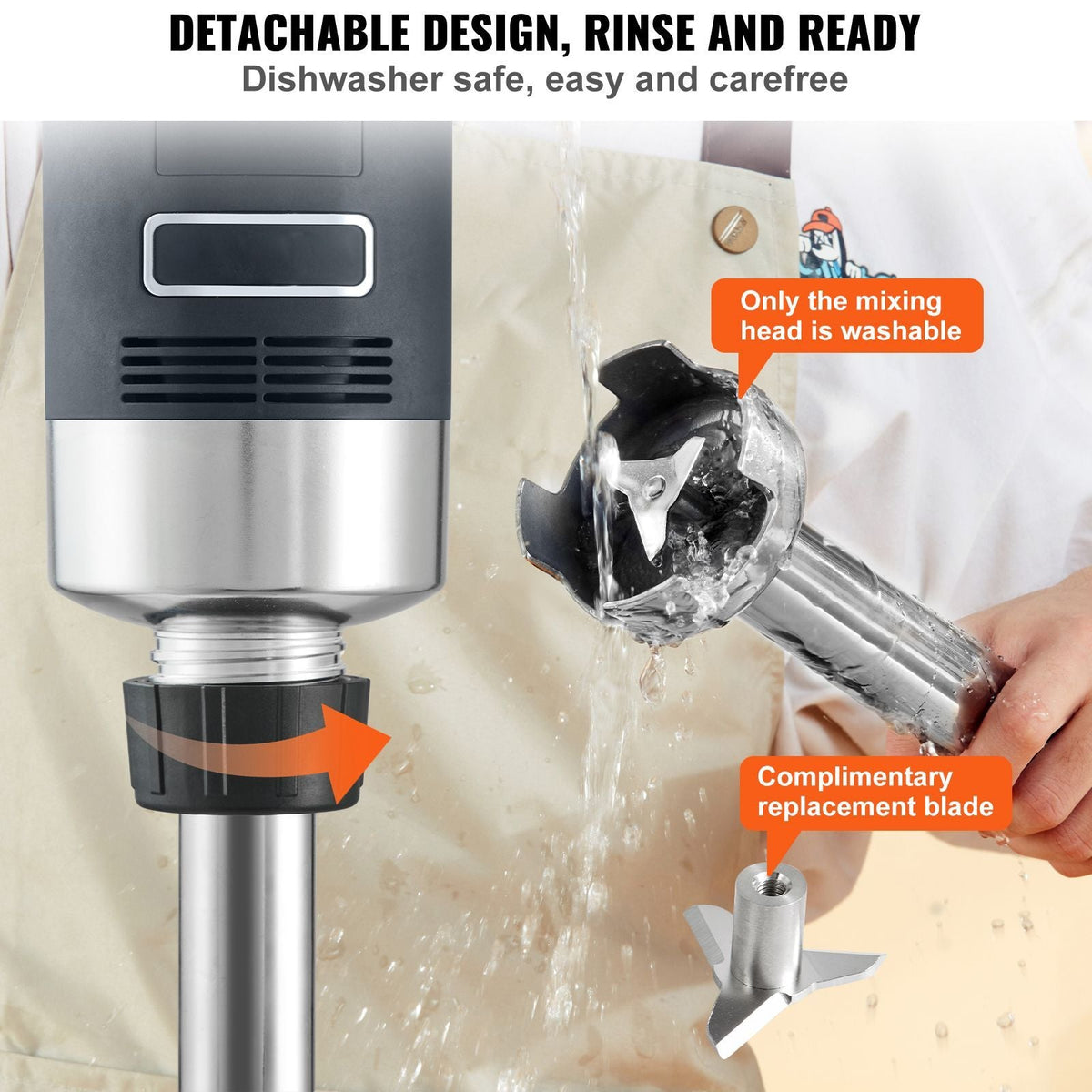 Commercial Immersion Blender, 750W 20" Heavy Duty Hand Mixer, Variable Speed Kitchen Stick Mixer with 304 Stainless Steel Blade, Multi-Purpose Portable Mixer for Soup, Smoothie, Puree, Baby Food
