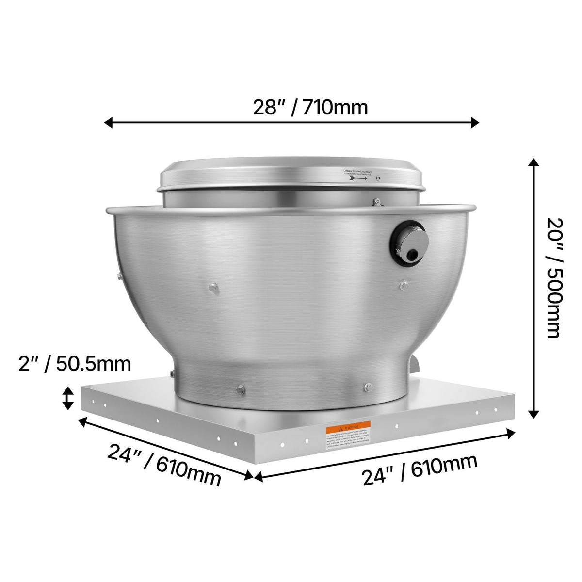 Commercial Kitchen Exhaust Fan, 2109 CFM Restaurant Canopy Hood Exhaust Fan, 0.75HP 560W Direct Drive Food Truck Hood Vent, High Speed & Low Noise, for Warehouse, Agriculture