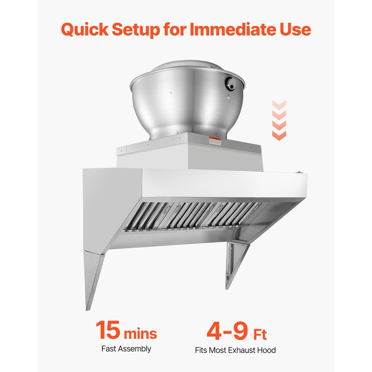 Commercial Kitchen Exhaust Fan, 2109 CFM Restaurant Canopy Hood Exhaust Fan, 0.75HP 560W Direct Drive Food Truck Hood Vent, High Speed & Low Noise, for Warehouse, Agriculture
