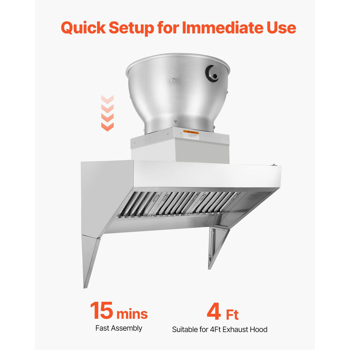 Commercial Kitchen Exhaust Fan, 612 CFM Restaurant Canopy Hood Exhaust Fan, 0.25HP 180W Direct Drive Food Truck Hood Vent, High Speed & Low Noise, for Warehouse, Agriculture