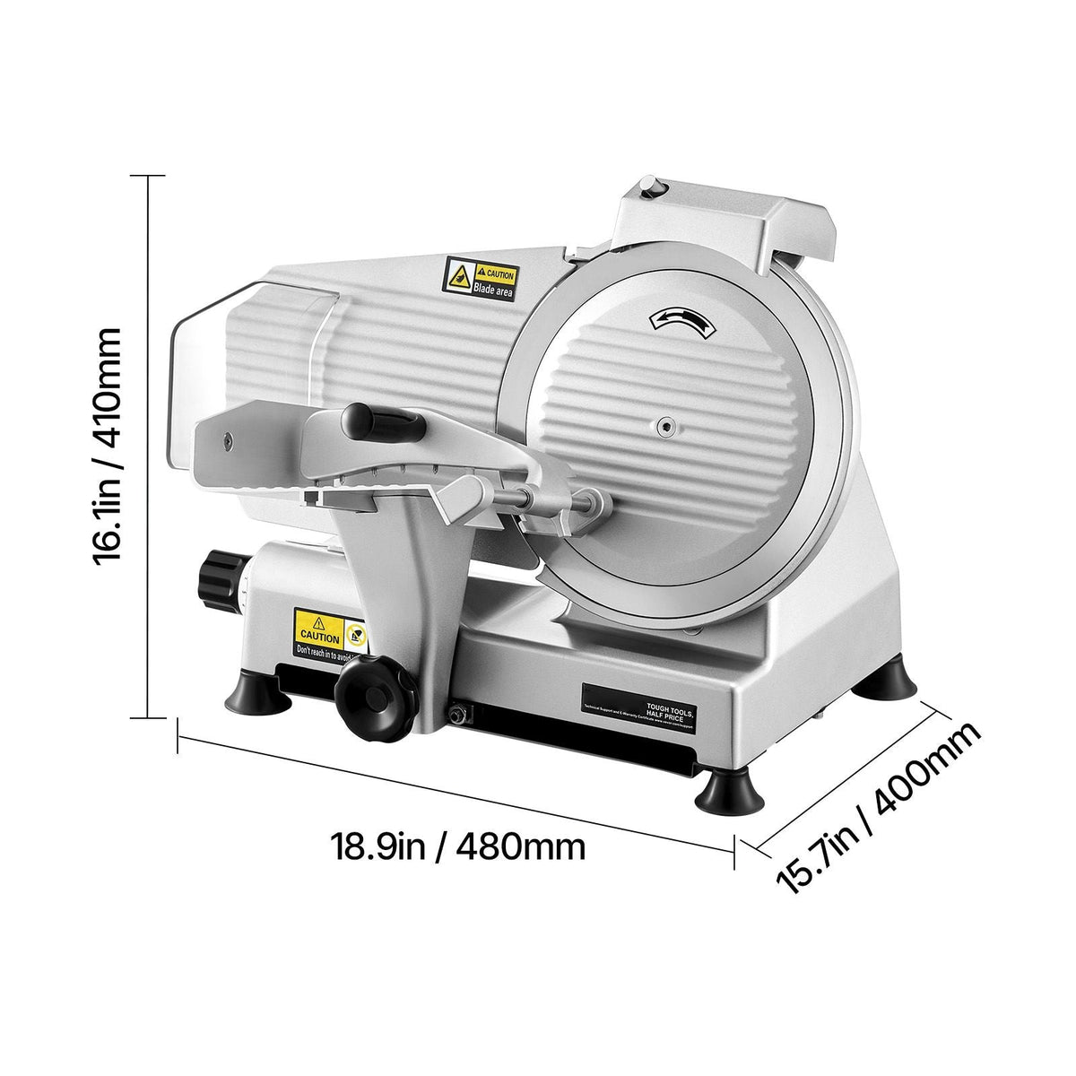 Commercial Meat Slicer, 10 inch Electric Deli Food Slicer, 180W Meat Cutter with a Premium 65Mn Blade, 0-0.4 inch Adjustable Thickness, Food Slicer Machine for Meat Vegetables Hard Bread Cheese
