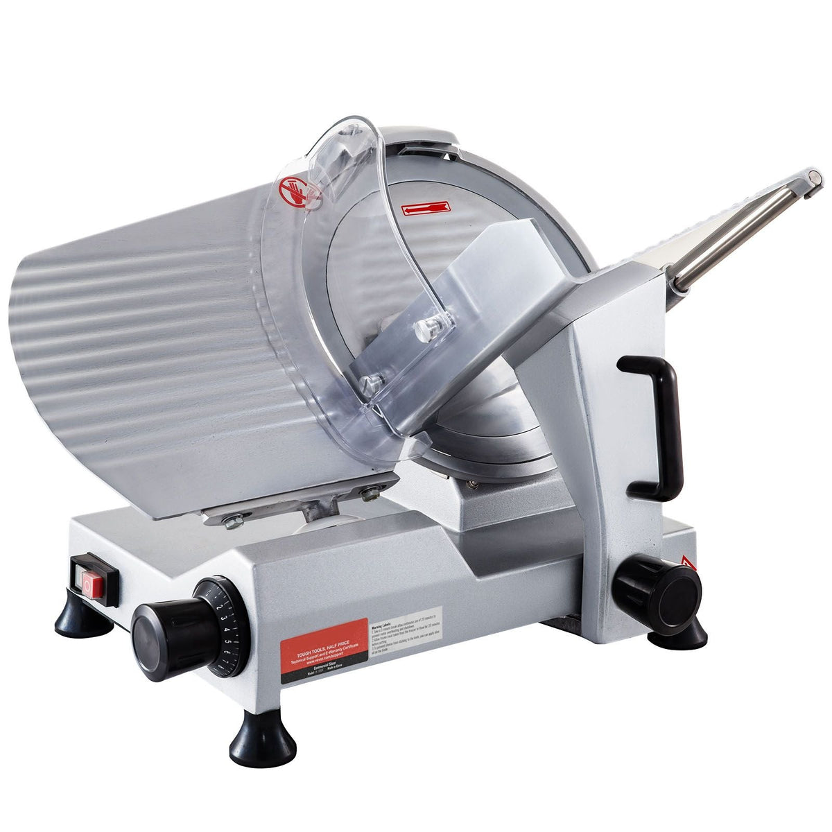 Commercial Meat Slicer, 320W Electric Deli Food Slicer, 12 inch Carbon Steel Blade Electric Food Slicer, 350-400RPM Meat Slicer, 0-0.6 inch Adjustable Thickness for Meat, Cheese, Veggies, Ham