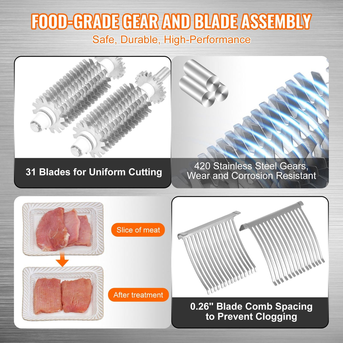 Commercial Meat Tenderizer, Heavy Duty Stainless Steel Meat Tenderizer Machine, Quick and Easy Manual Operation Kitchen Tool, 5.8" Feed Port for Beef, Turkey, Chicken, Pork, Steak, and Fish