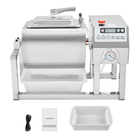 Commercial Meat Tumbler Marinator, 20L Vacuum Tumbler Marinating Machine with Bidirectional Rotation and 3-Speed, Stainless Steel Vacuum Curing Machine for Chicken Steak Pork, Restaurant