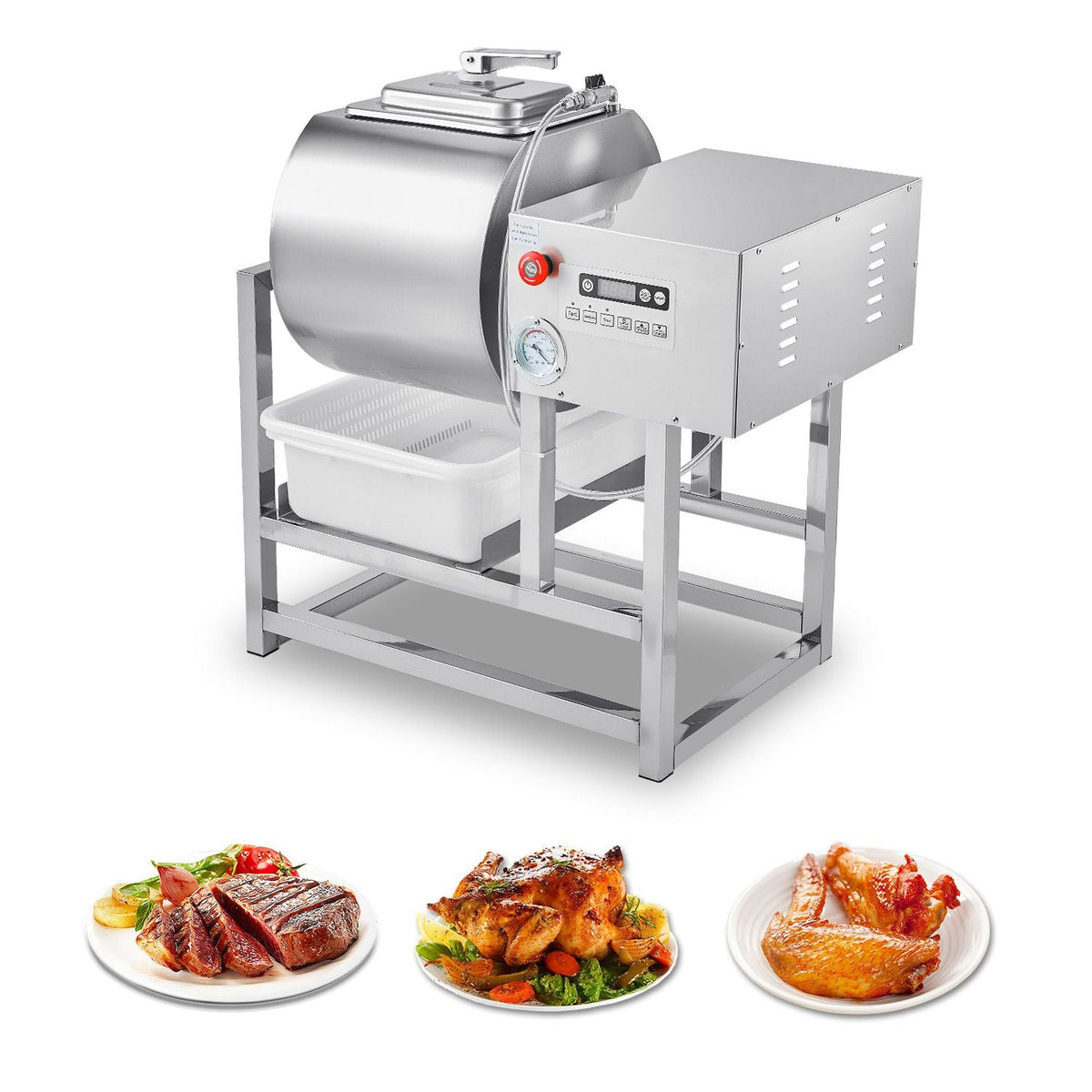 Commercial Meat Tumbler Marinator, 40L Vacuum Tumbler Marinating Machine with Bidirectional Rotation and 3-Speed, Stainless Steel Vacuum Curing Machine for Chicken Pork Fish, Steak House