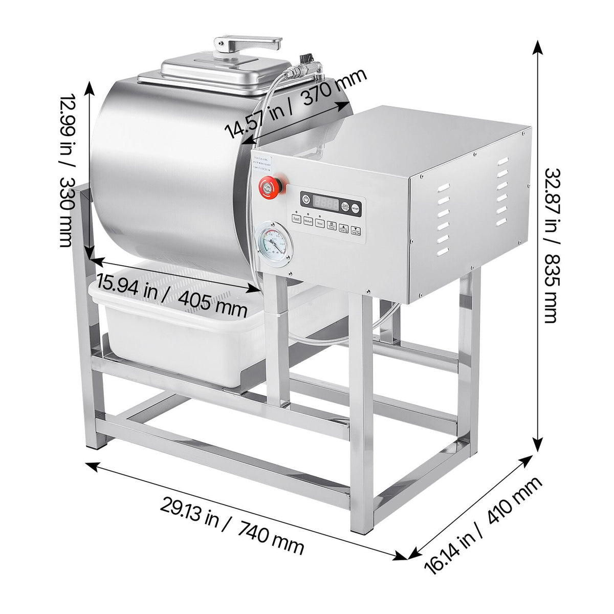 Commercial Meat Tumbler Marinator, 40L Vacuum Tumbler Marinating Machine with Bidirectional Rotation and 3-Speed, Stainless Steel Vacuum Curing Machine for Chicken Pork Fish, Steak House