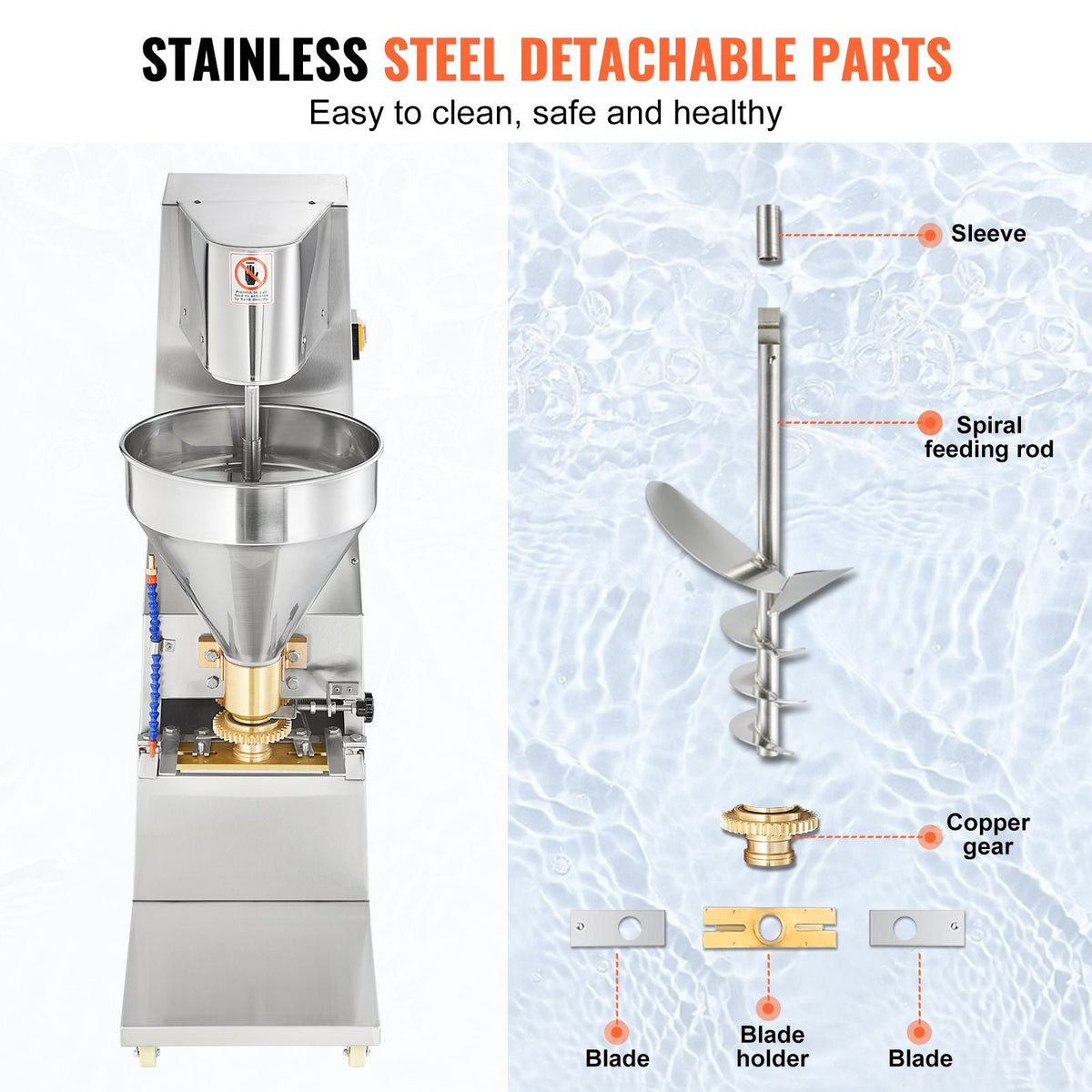 Commercial Meatball Forming Machine, 280 PCs/min Automatic Meatball Maker, 1100W Electric Fish Beef Pork Shrimp Ball Making Tool, Stainless Steel Meatball Former with 18/20/22/26/30/32 mm Models
