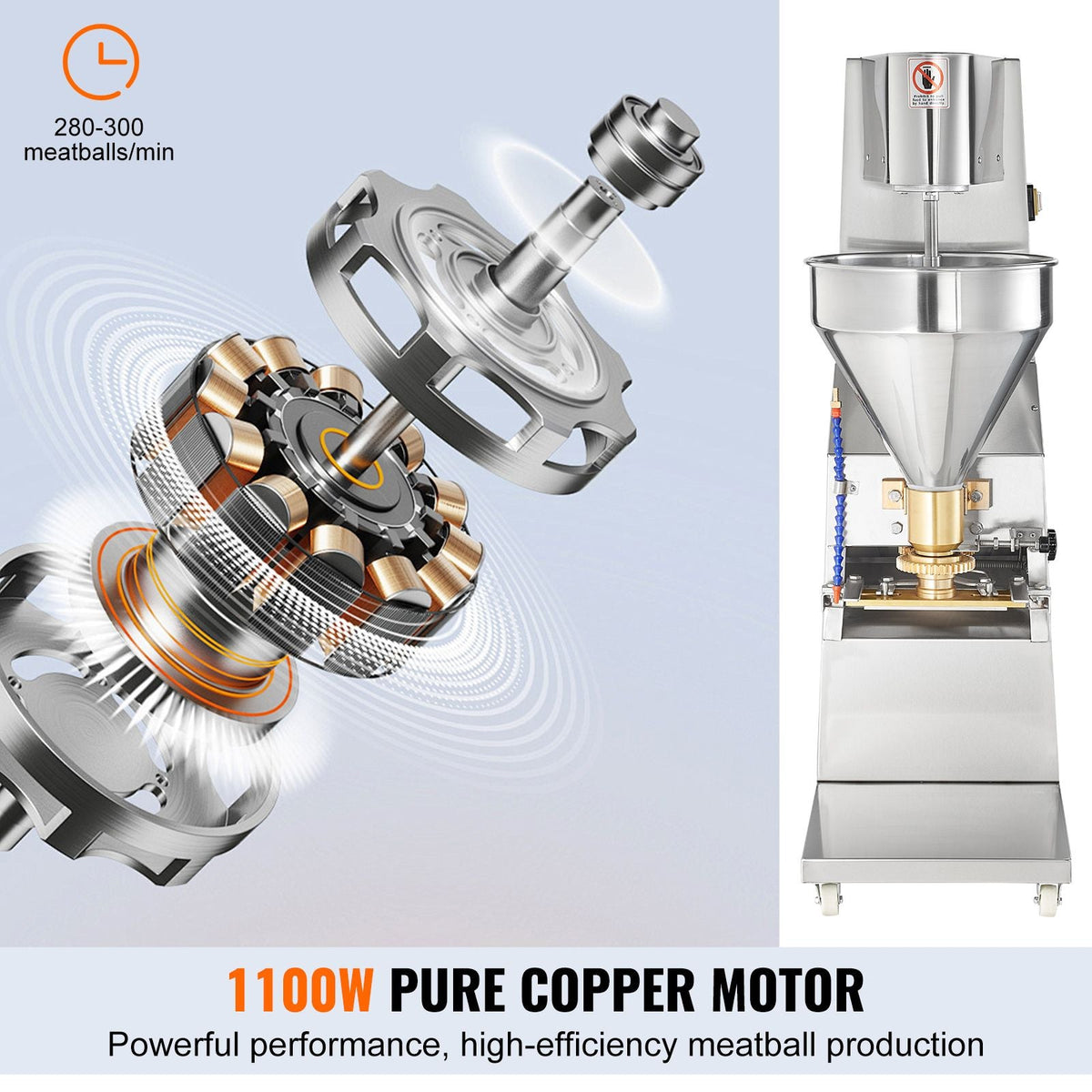 Commercial Meatball Forming Machine, 280 PCs/min Automatic Meatball Maker, 1100W Electric Fish Beef Pork Shrimp Ball Making Tool, Stainless Steel Meatball Former with 18/20/22/26/30/32 mm Models