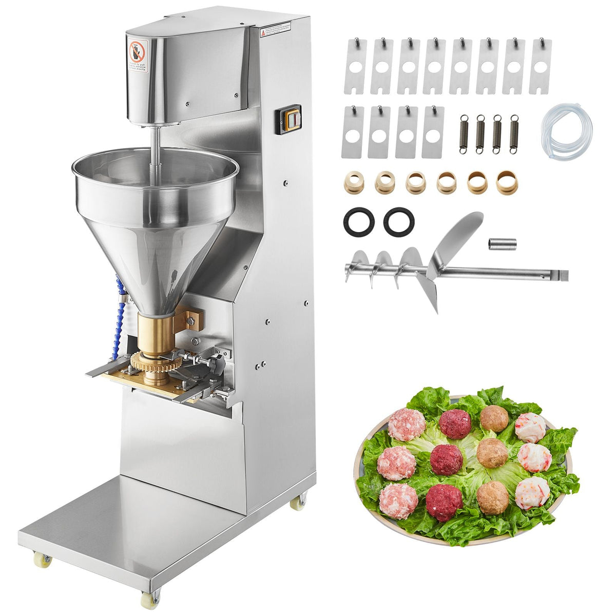 Commercial Meatball Forming Machine, 280 PCs/min Automatic Meatball Maker, 1100W Electric Fish Beef Pork Shrimp Ball Making Tool, Stainless Steel Meatball Former with 18/20/22/26/30/32 mm Models