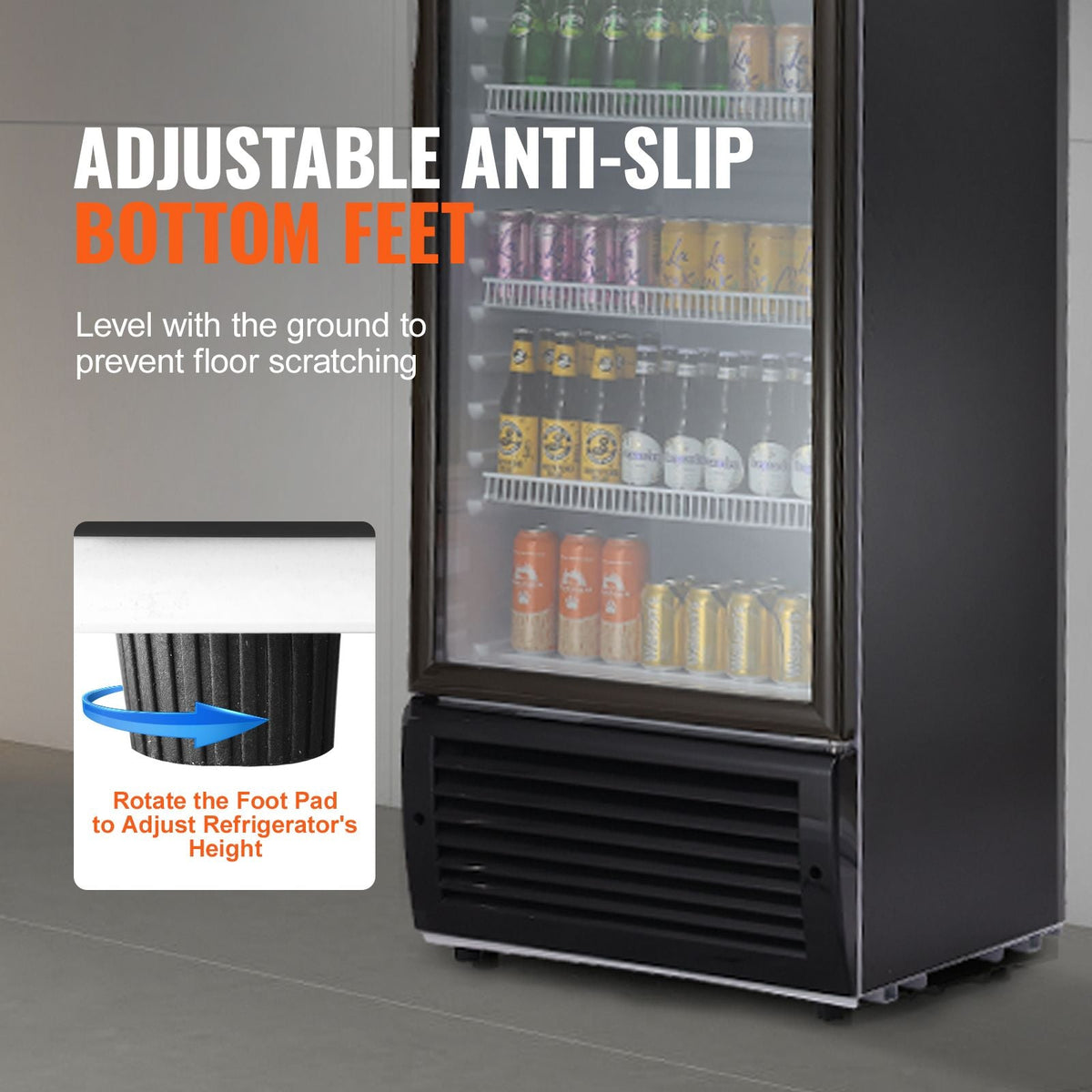 Commercial Merchandiser Refrigerator, 14.8 Cu.Ft / 420L Beverage Refrigerator Cooler Merchandiser, Glass Door Display Refrigerator Upright Fridge with 5 Adjustable Shelves, Customizable Lightbox