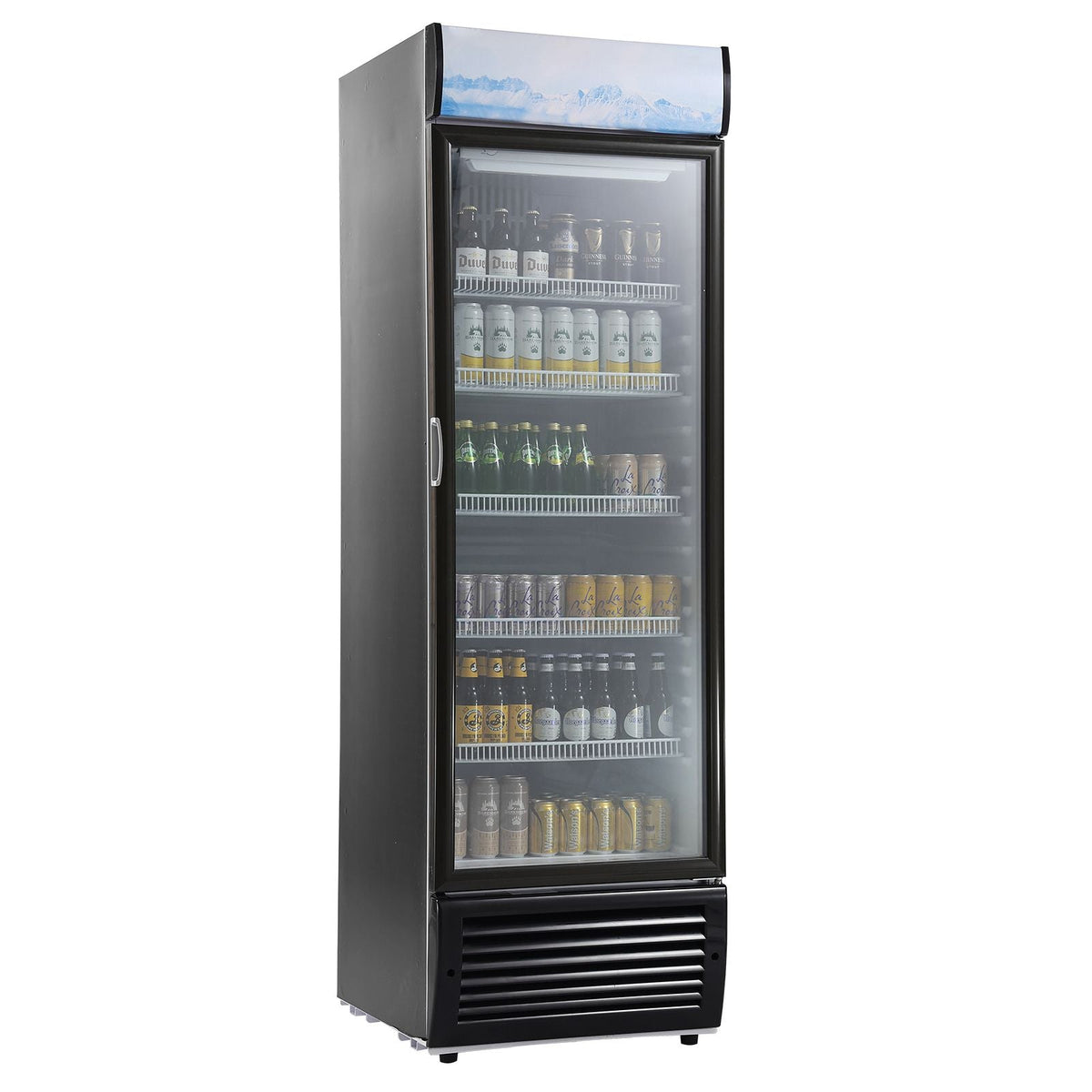 Commercial Merchandiser Refrigerator, 14.8 Cu.Ft / 420L Beverage Refrigerator Cooler Merchandiser, Glass Door Display Refrigerator Upright Fridge with 5 Adjustable Shelves, Customizable Lightbox