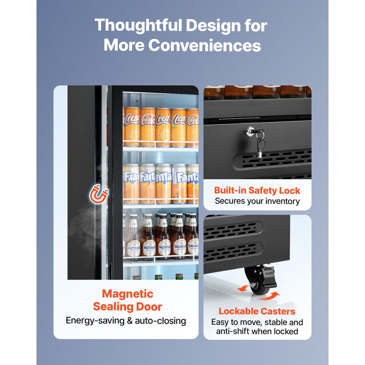 Commercial Merchandiser Refrigerator, 15.9 Cu.Ft / 450 L Glass Door Display Refrigerator, Upright Beverage Cooler with Customizable Lightbox, 4 Adjustable Shelves & Soft LED Light for Home Shops