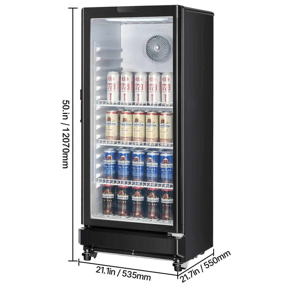 Commercial Merchandiser Refrigerator, 5.7 CU.FT Glass Door Display Refrigerator Upright Fridge, Beverage Refrigerator Cooler Merchandiser with 3 Adjustable Shelves and Soft LED Light, Black