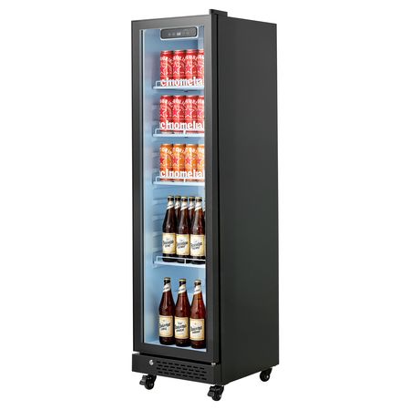Commercial Merchandiser Refrigerator, 6.9 Cu.Ft / 195L Glass Door Display Refrigerator, Upright Beverage Cooler Fridge with 4 Adjustable Shelves, Soft LED Light & Casters for Homes Shops Bars