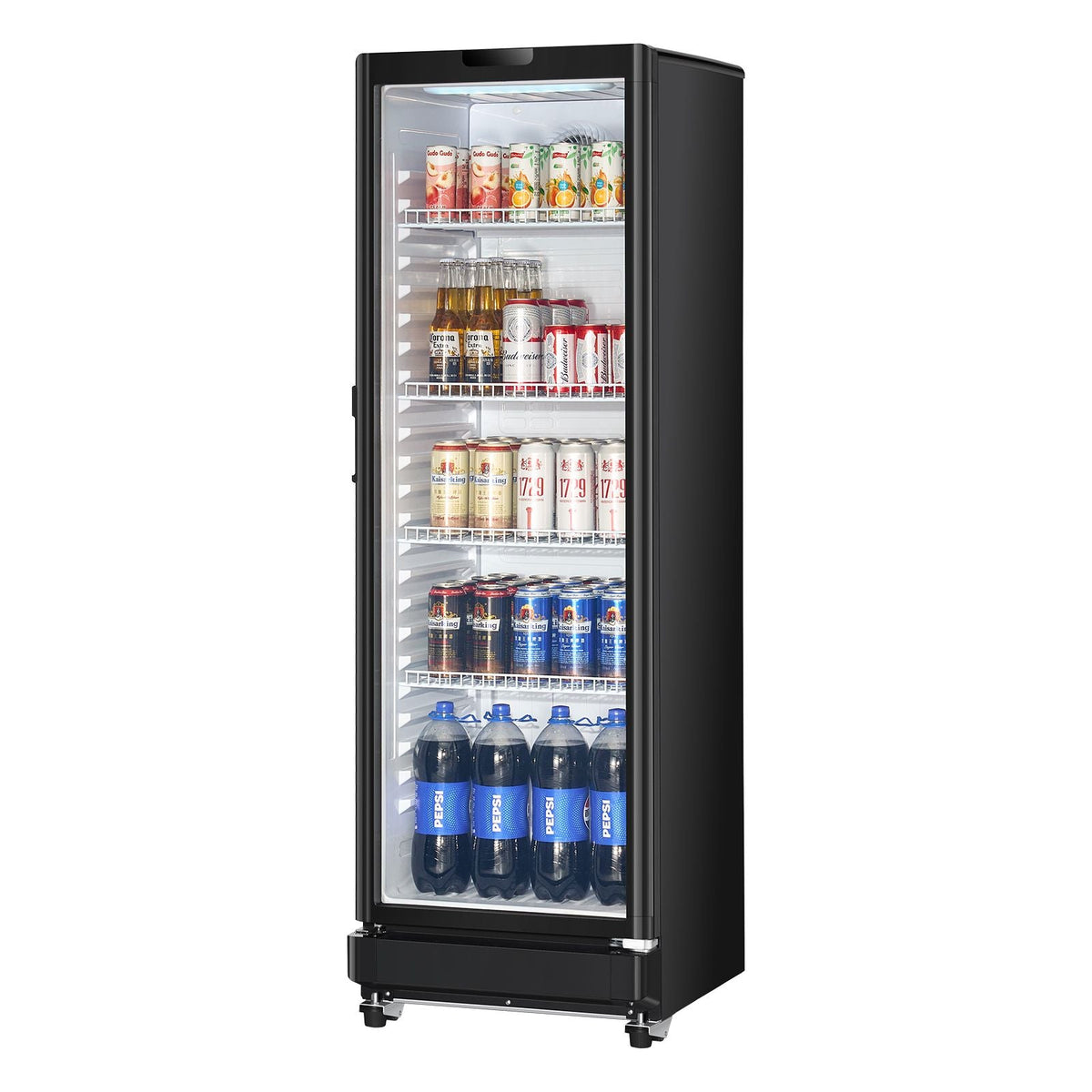 Commercial Merchandiser Refrigerator, 8.1 CU.FT Glass Door Display Refrigerator Upright Fridge, Beverage Refrigerator Cooler Merchandiser with 4 Adjustable Shelves and Soft LED Light, Black