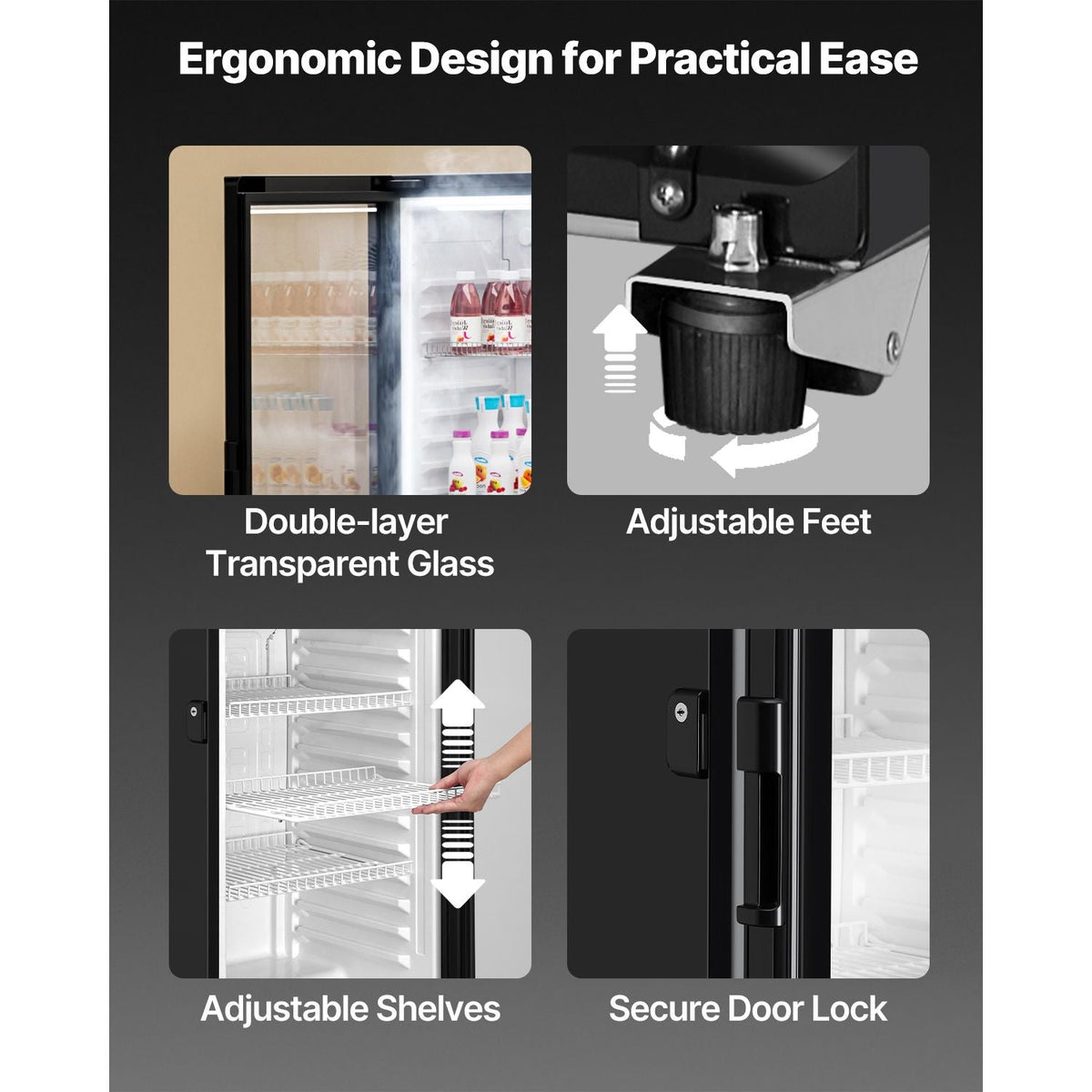 Commercial Merchandiser Refrigerator, 8.1 CU.FT Glass Door Display Refrigerator Upright Fridge, Beverage Refrigerator Cooler Merchandiser with 4 Adjustable Shelves and Soft LED Light, Black