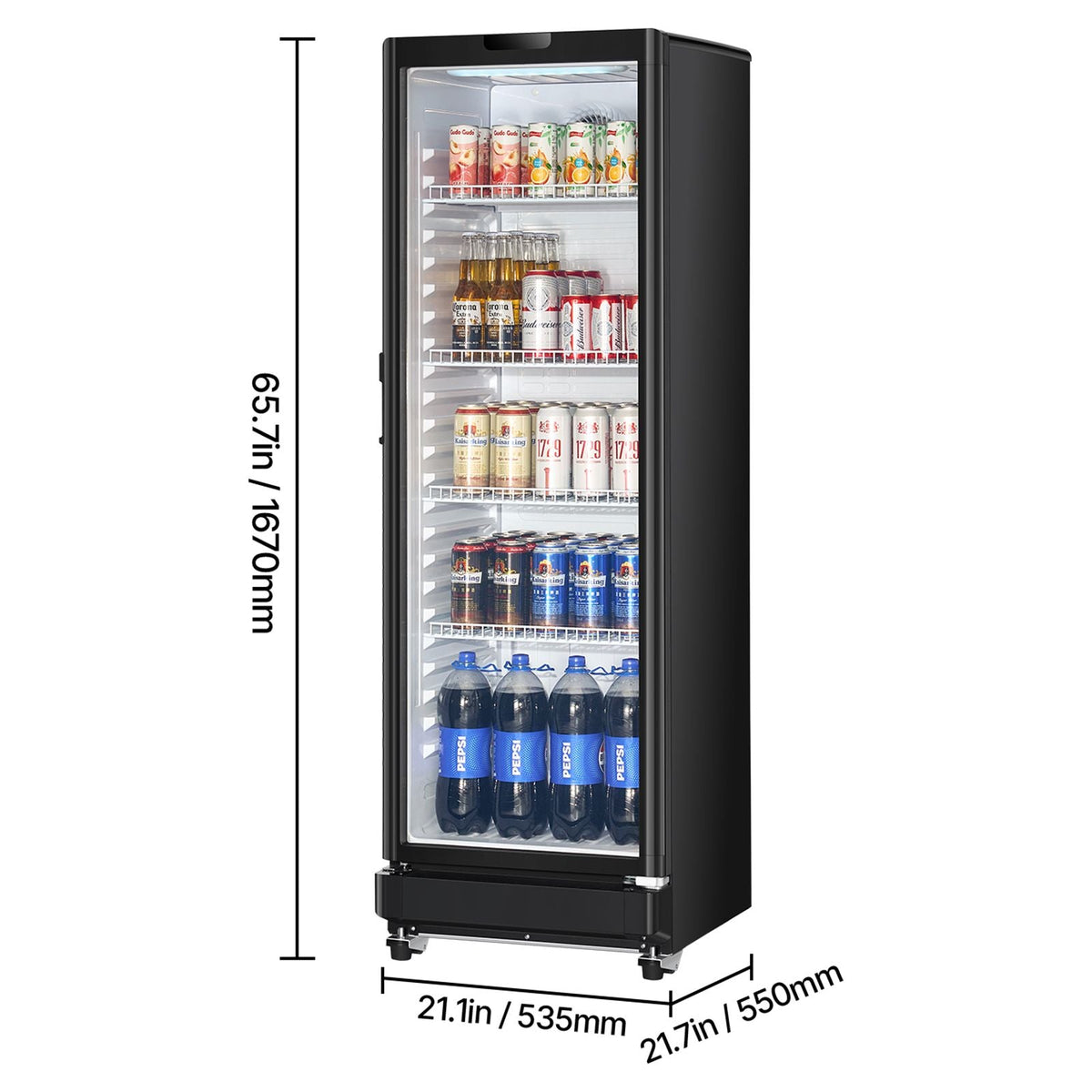 Commercial Merchandiser Refrigerator, 8.1 CU.FT Glass Door Display Refrigerator Upright Fridge, Beverage Refrigerator Cooler Merchandiser with 4 Adjustable Shelves and Soft LED Light, Black