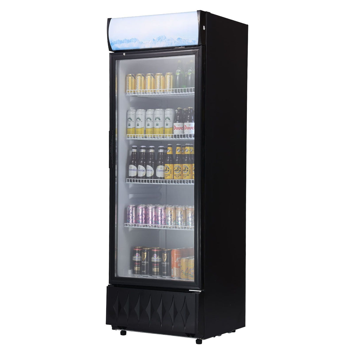 Commercial Merchandiser Refrigerator, 9.7 Cu.Ft / 275L Beverage Refrigerator Cooler Merchandiser, Glass Door Display Refrigerator Upright Fridge with 4 Adjustable Shelves, Customizable Lightbox