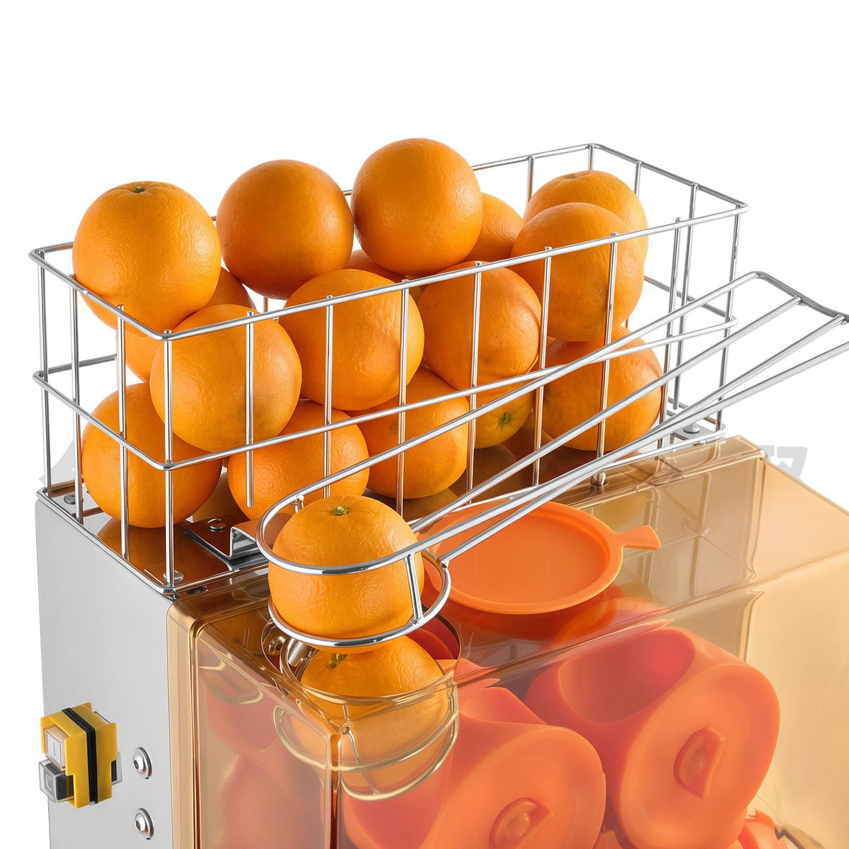 Commercial Orange Juicer Machine, 120W Electric Orange Juice Press, Stainless Steel Orange Squeezer for 20 per Minute, Lemon Citrus Pomegranates Extractor with Peels Collecting Bucket