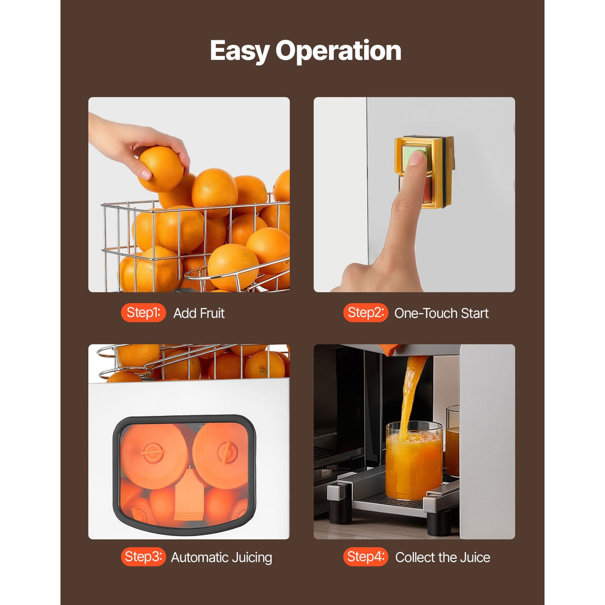 Commercial Orange Juicer Machine, 120W Electric Orange Juice Press, Stainless Steel Orange Squeezer for 20 per Minute, Lemon Citrus Pomegranates Extractor with Peels Collecting Bucket