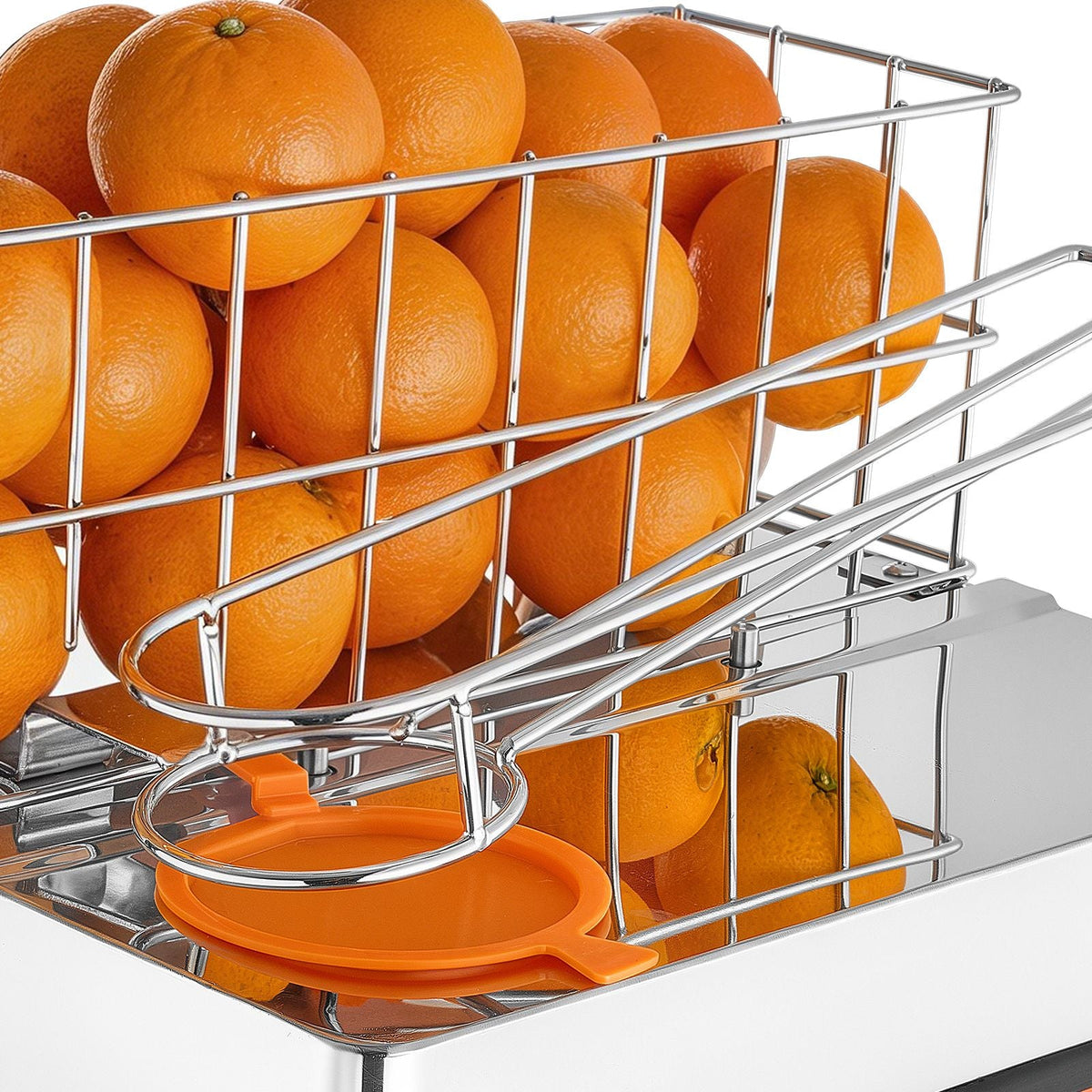 Commercial Orange Juicer Machine, 120W Electric Orange Juice Press, Stainless Steel Orange Squeezer for 20 per Minute, Lemon Citrus Pomegranates Extractor with Peels Collecting Bucket