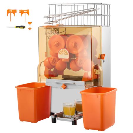 Commercial Orange Juicer Machine, 120W Electric Orange Juice Press, Stainless Steel Orange Squeezer for 20 per Minute, Lemon Citrus Pomegranates Extractor with Peels Collecting Bucket