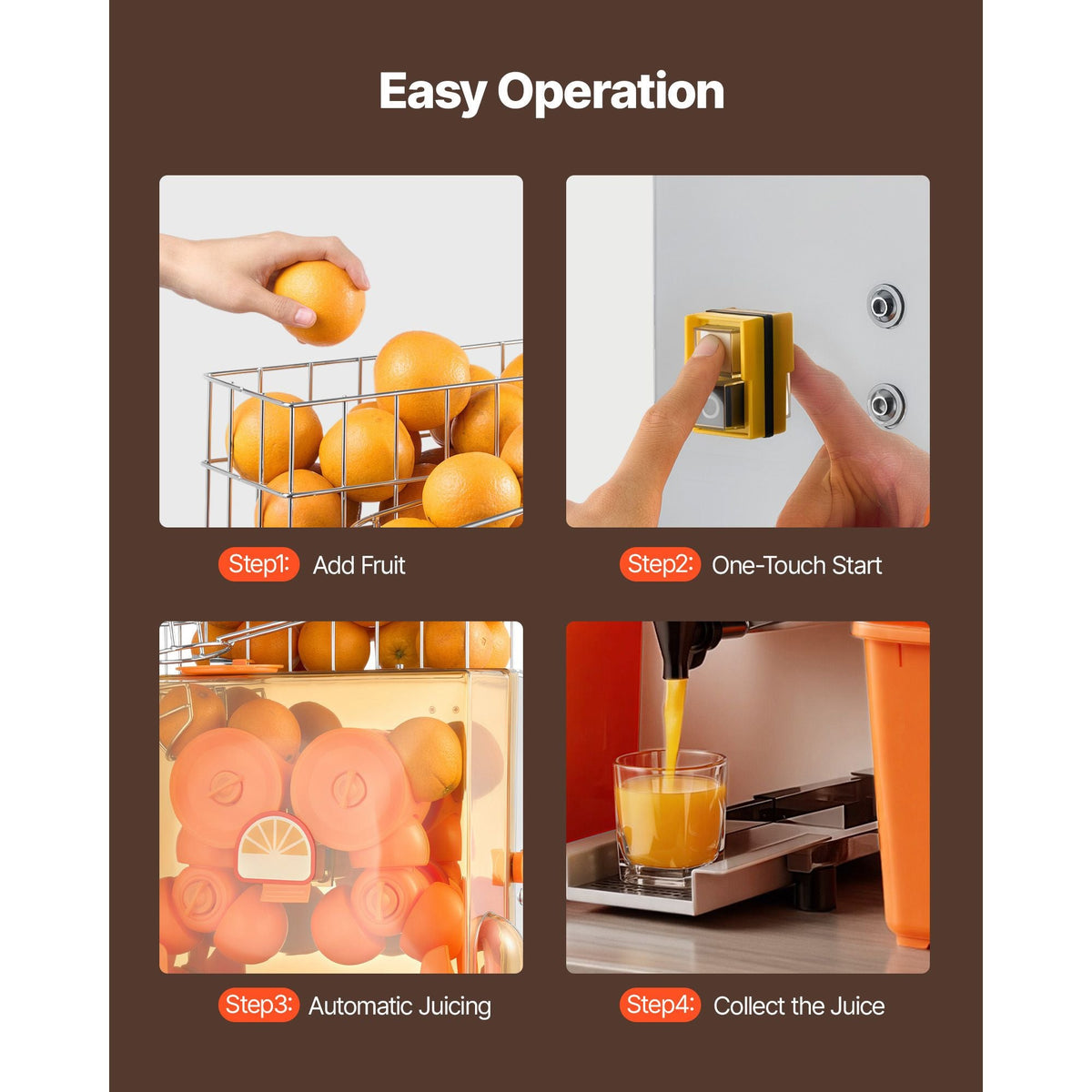 Commercial Orange Juicer Machine, 120W Electric Orange Juice Press, Stainless Steel Orange Squeezer for 20 per Minute, Lemon Citrus Pomegranates Extractor with Water Tap, Peels Collecting Bucket