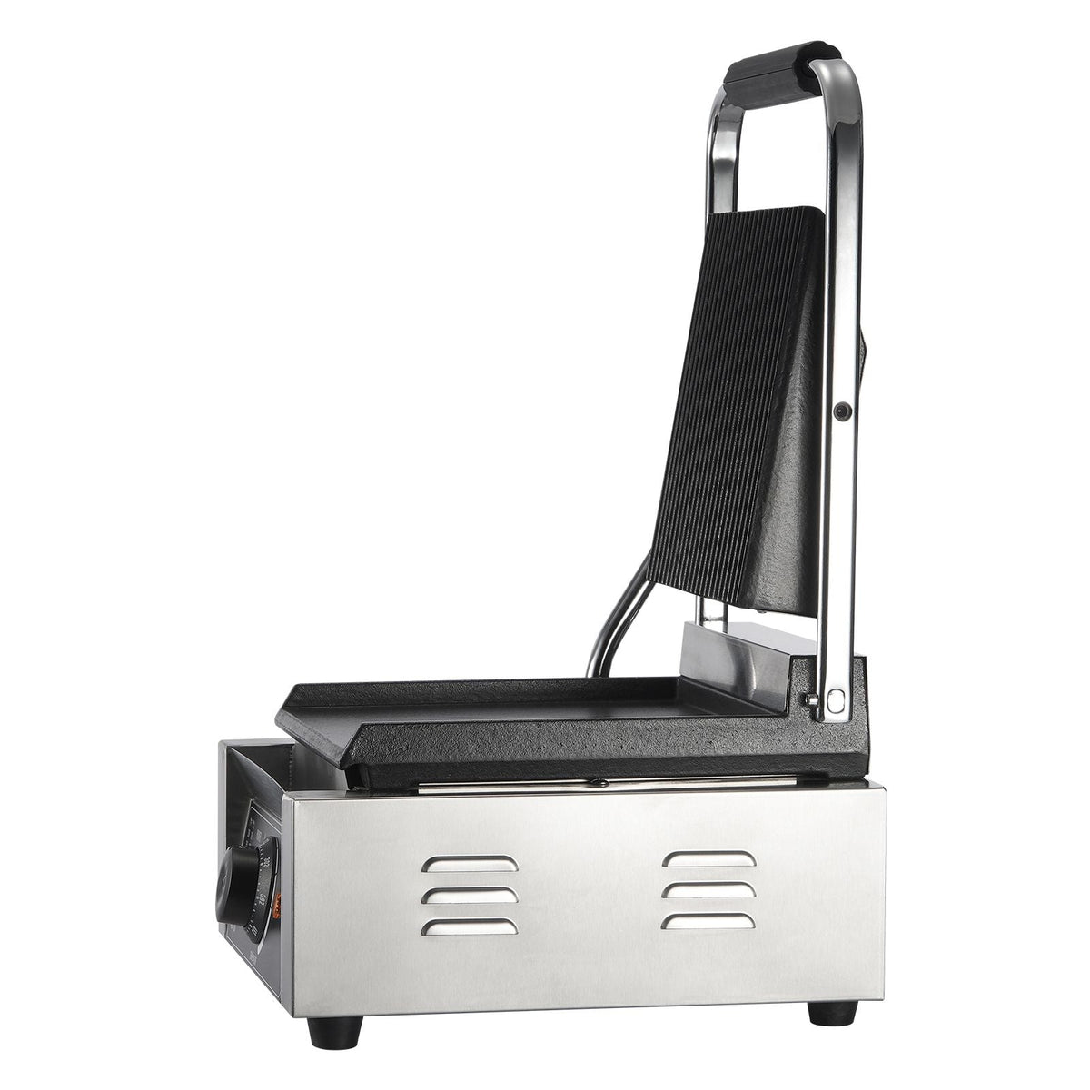 Commercial Panini Grill, 1800W Electric Sandwich Panini Maker, Stainless Steel Sandwich Press Grill, Panini Grill with Temp Control & 9"x9" Flat Enamel Plate, for Hamburger Steak Bacon